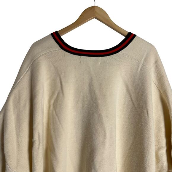 Tuckernuck Camden Ivory Striped V-Neck Soft Knit Poncho Cape Sweater One Size - Picture 12 of 15